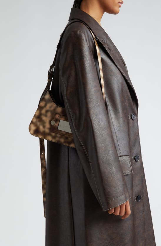Shop Acne Studios Mini Platt Blurry Flower Leather Shouder Bag In Multi Brown