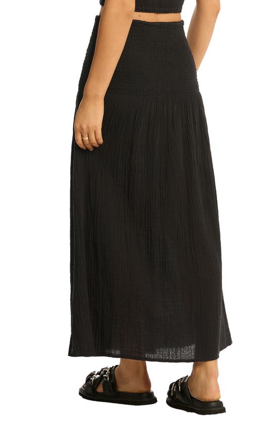 Shop Sea Level Sunset Beach Cotton Gauze Cover-up Skirt In Black