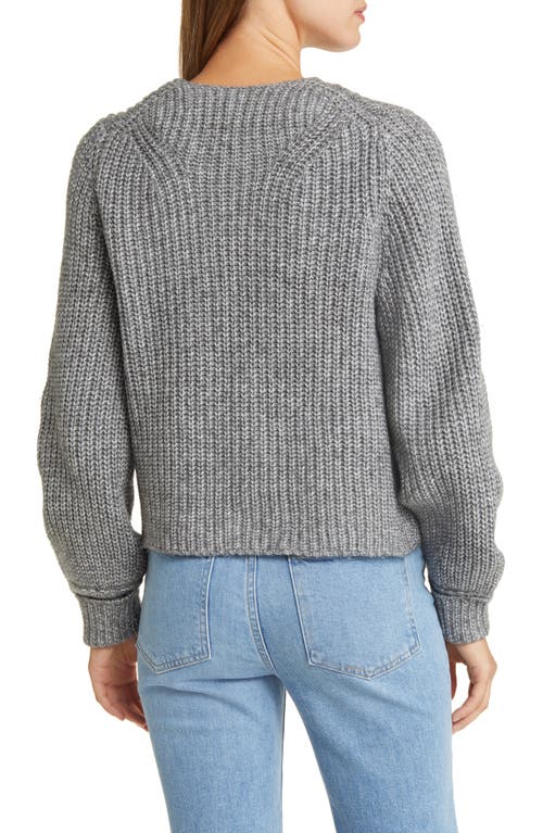 Wit & Wisdom Marled Blouson Sleeve Cardigan In Heather Charcoal/black