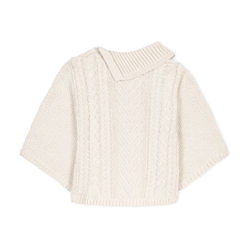 Shop Hope & Henry Baby Girls' Organic Split Collar Sweater Cape, Infant In Ivory Center Cable