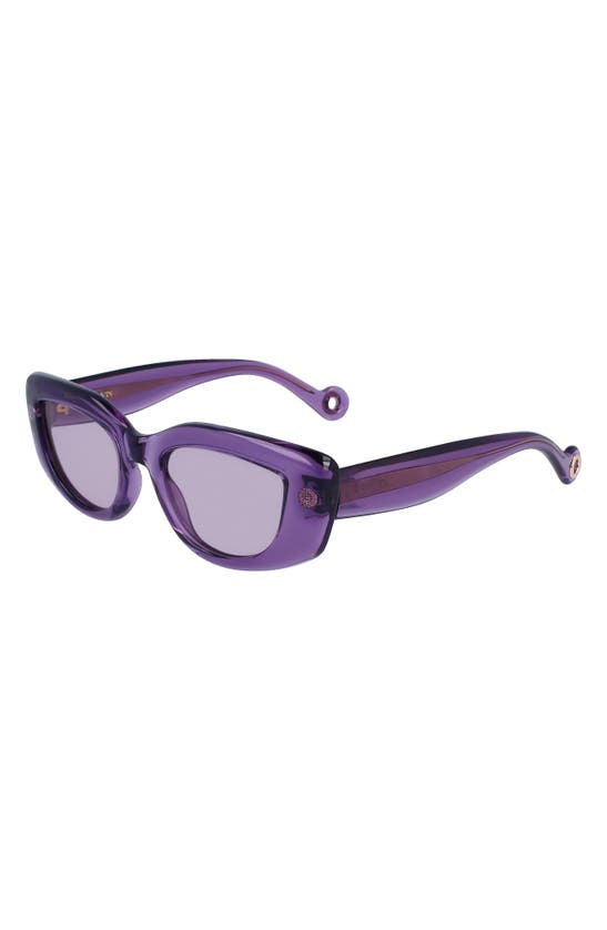 Shop Lanvin Daisy 50mm Rectangle Sunglasses In Lilac
