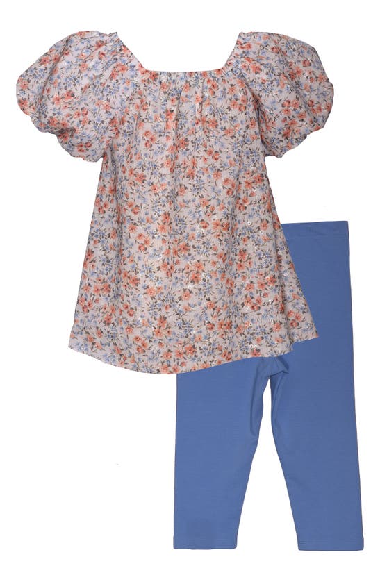 Shop Bonnie Jean Kids' Puff Sleeve Tunic & Pants Set In Blue