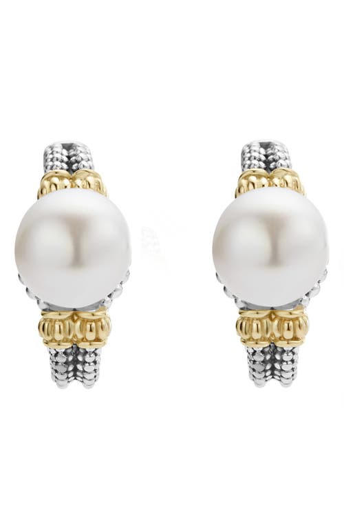 Lagos 18k Gold And Sterling Silver Luna Earrings With Cultured Freshwater Pearls In Silver/pearl