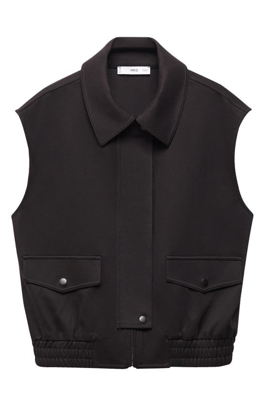 Shop Mango Zip Vest In Black