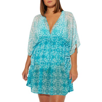 Plus Size Bleu By Rod Beattie Make Waves Cover-Up Caftan, Blue