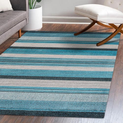 Jonathan Y Duxbury Gradient Ticking Striped Area Rug In Blue/navy
