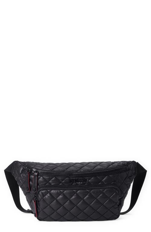 Metro Quilted Nylon Sling Bag in Black Oxford