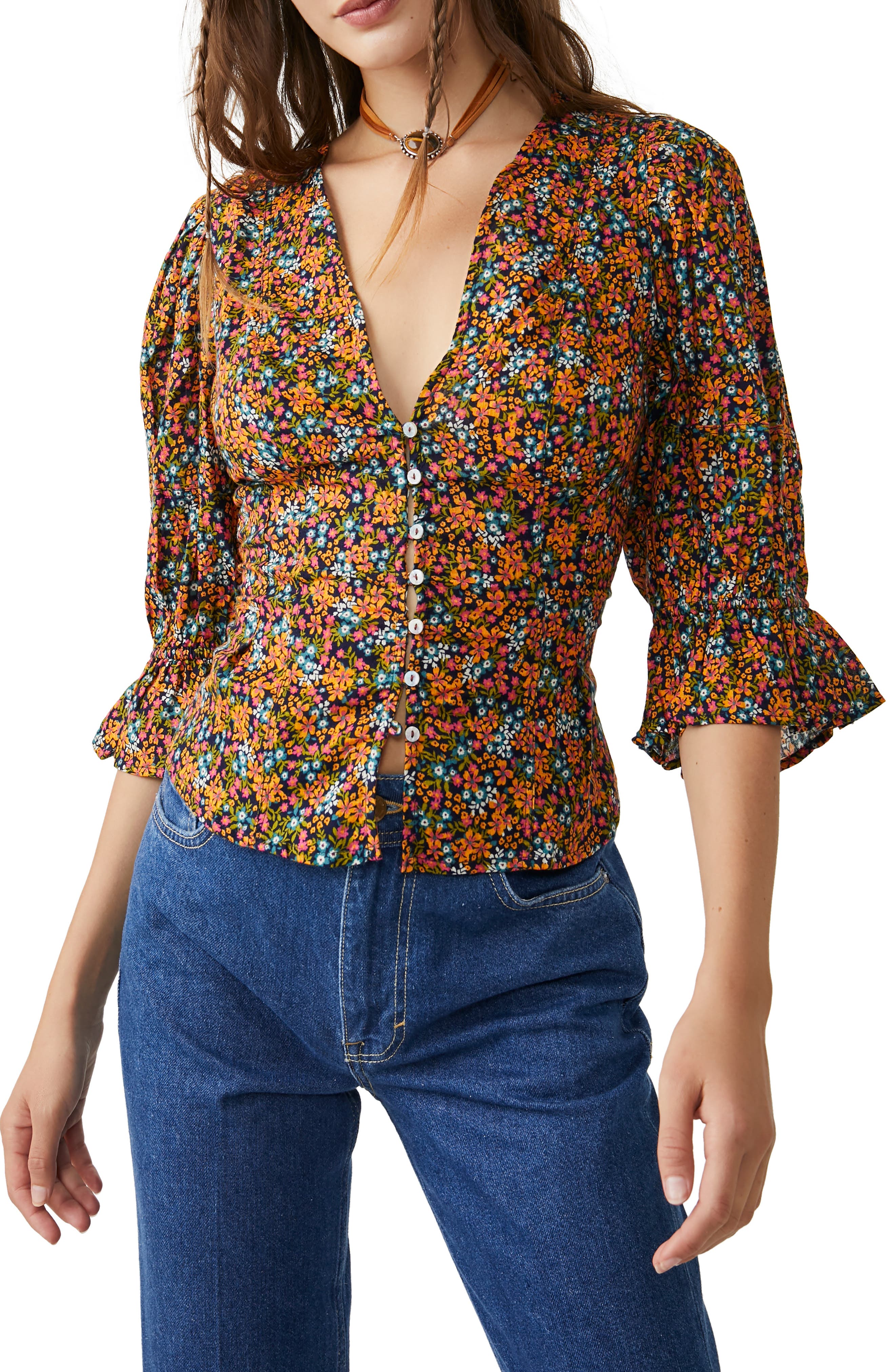 Free People I Found You Print Blouse