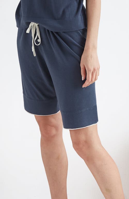 Oyun Tie Waist Sleep Shorts In Cadet
