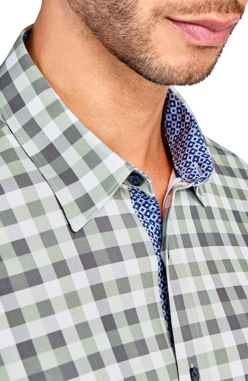 Construct Trim Fit Plaid Performance Button-up Shirt In Green