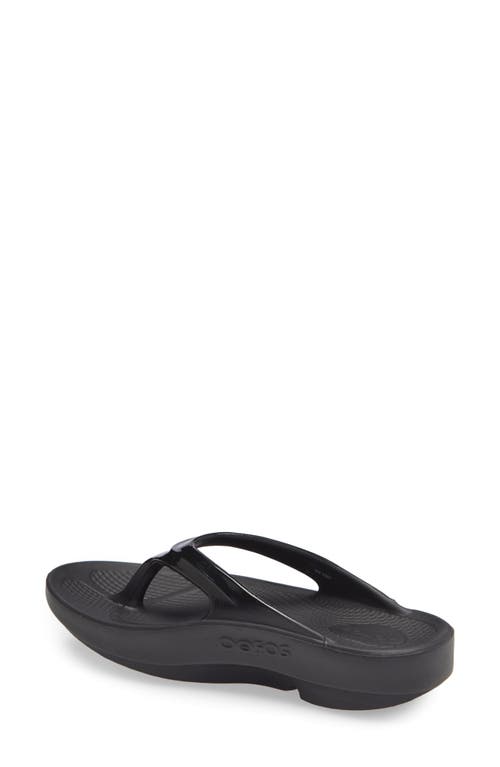 Shop Oofos Oolala Flip Flop In Black/black