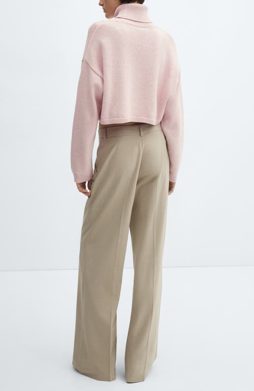 Mango Turtleneck Crop Sweater In Pink