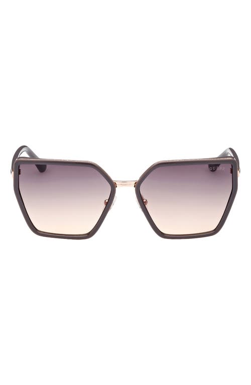 59mm Gradient Geometric Sunglasses in Grey/Gradient Smoke