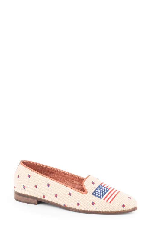 Needlepoint American Flag Loafer in Tan