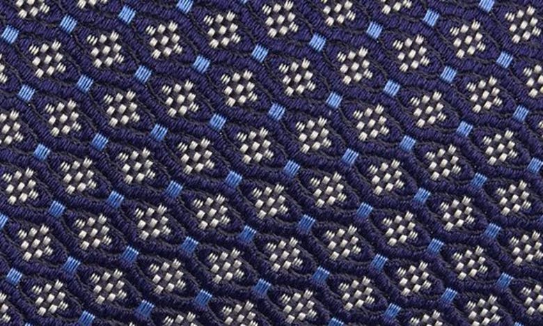 Shop Canali Neat Silk Tie In Navy