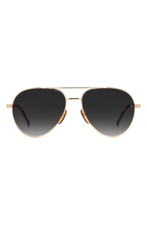 David Beckham Eyewear 59mm Aviator Sunglasses in Gold Bwhorn/Grey Shaded