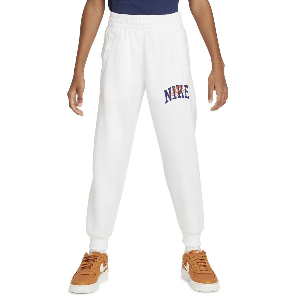 Nike Kids' Sportswear Fleece Joggers In White/safety Orange