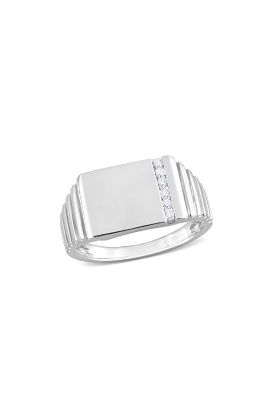 Shop Delmar Diamond Signet Ring In White Gold