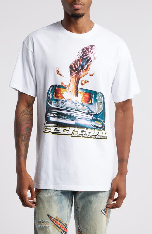 Shop Icecream Hit My Beeper Cotton Graphic T-shirt In White