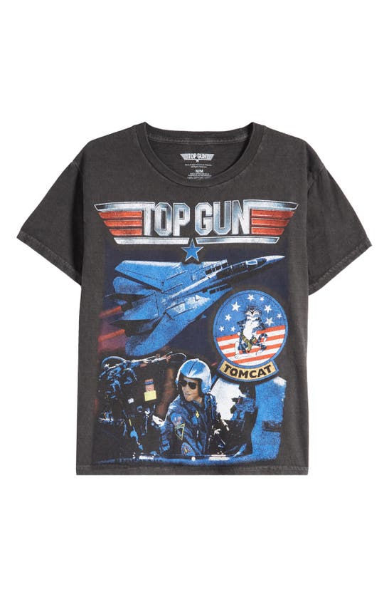 Philcos Kids' Top Gun Tomcat Cotton Graphic T-shirt In Black Pigment