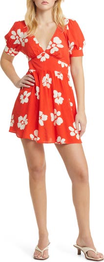 Topshop red floral wrap dress sale