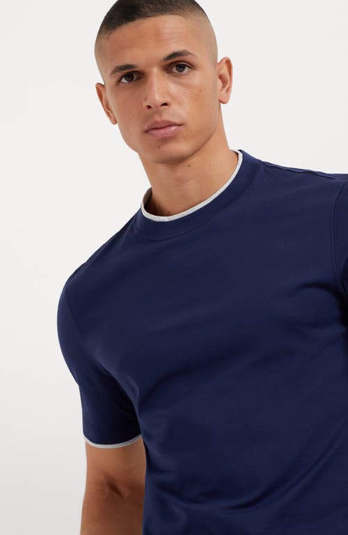 Shop Brunello Cucinelli T-shirt With Faux-layering In Indigo