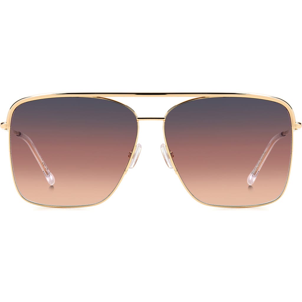 Shop Isabel Marant Wild Metal 62mm Gradient Oversize Rectangular Sunglasses In Rose Gold/grey Pink
