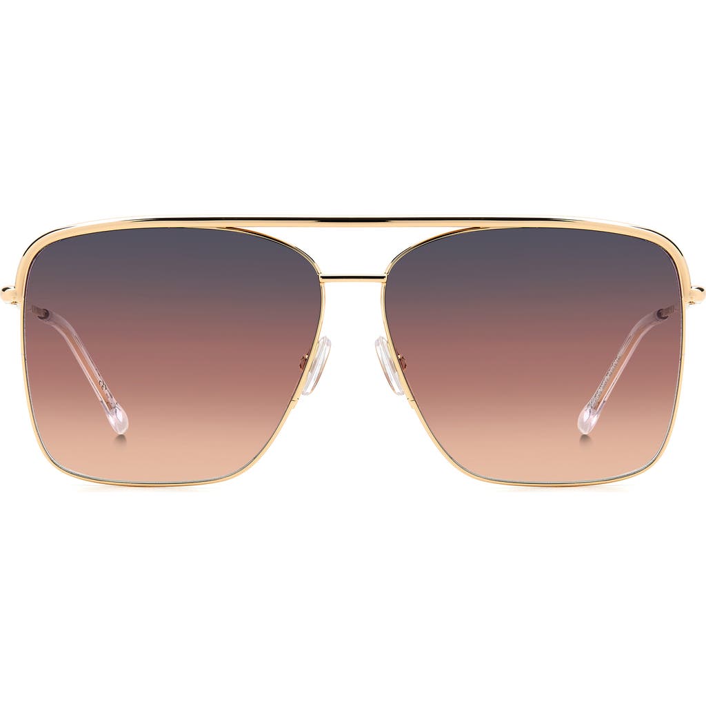 Isabel Marant Wild Metal 62mm Gradient Oversize Rectangular Sunglasses In Rose Gold/grey Pink