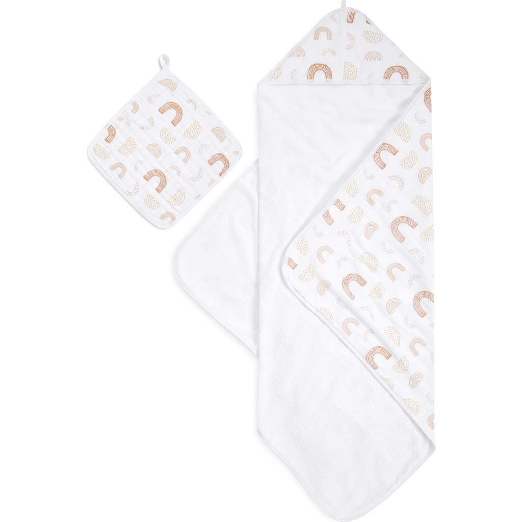 Shop Aden + Anais 2-pack Cotton Washcloth & Hooded Towel In Keep Rising Tan