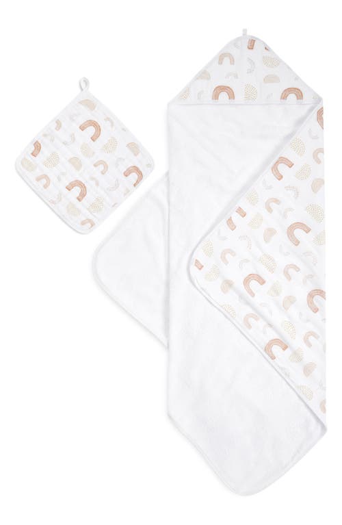 aden + anais 2-Pack Cotton Washcloth & Hooded Towel in Keep Rising Tan at Nordstrom