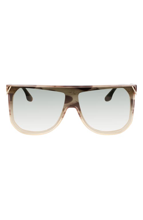 Victoria Beckham Guilloché 53mm Gradient Shield Sunglasses in Striped Brown at Nordstrom