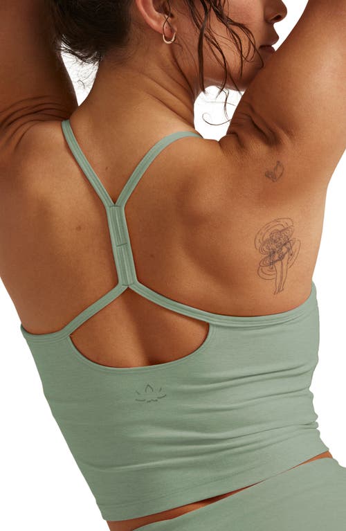 Shop Beyond Yoga Space Dye Slim Racerback Crop Tank In Minty Slate Heather