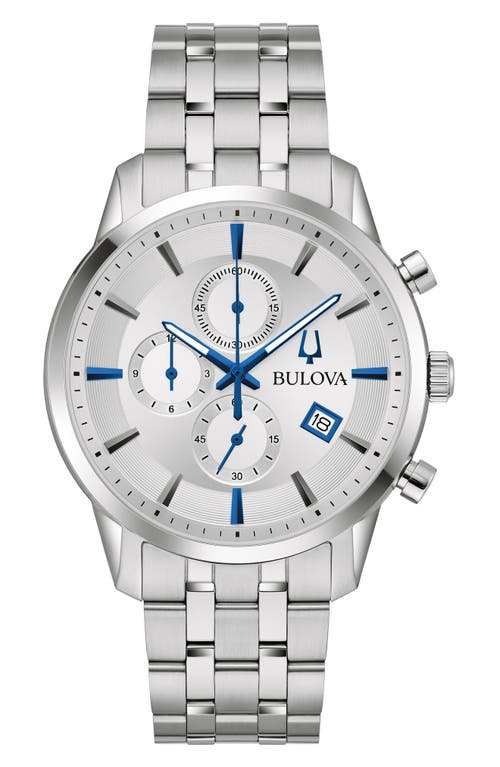 BULOVA Sutton Bracelet Chronograph Watch, 41mm in Silver-Tone at Nordstrom