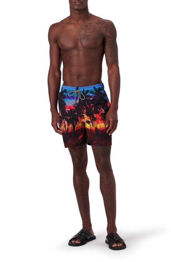 Shop Bugatchi Cosmo Swim Trunks In Tangerine