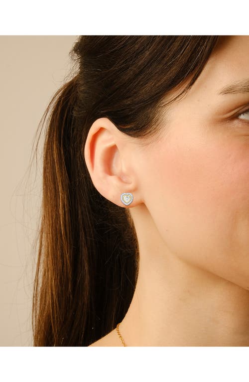 Queen Jewels Two-tone Cubic Zirconia Heart Stud Earrings In Silver/gold