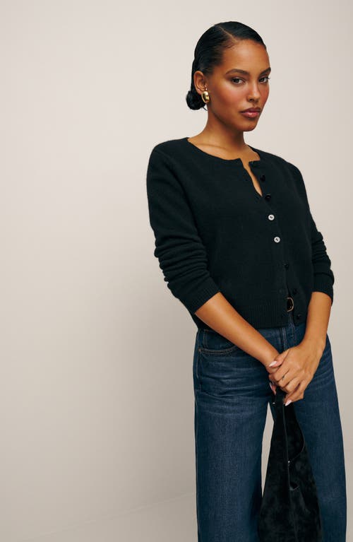 Reformation Clara Cashmere & Wool Crew Cardigan In Black