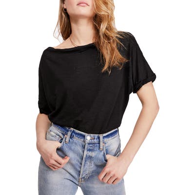 Free People Astrid Convertible Neck Tee, Black