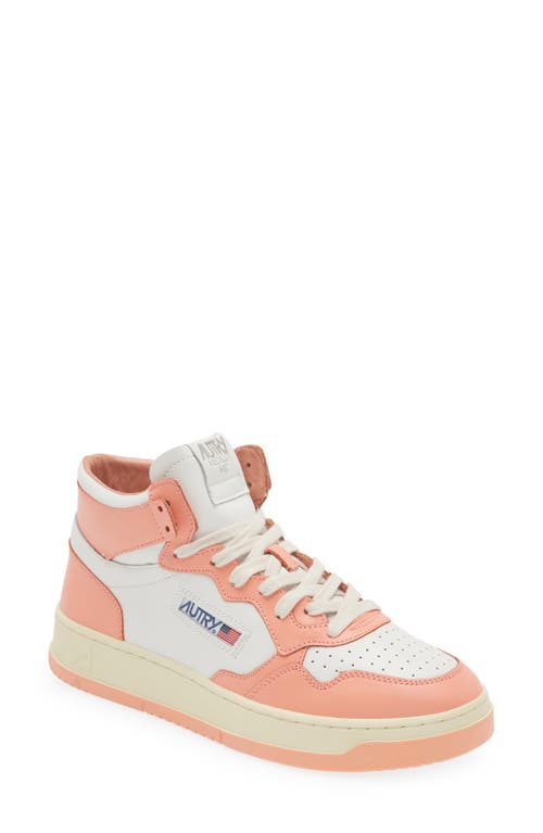 Shop Autry Medalist Mid Sneaker In White/sashimi