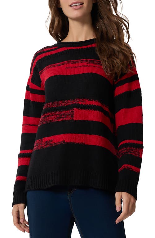 Shop Jones New York Colorblock Crewneck Sweater In Jones Black/deep Rouge