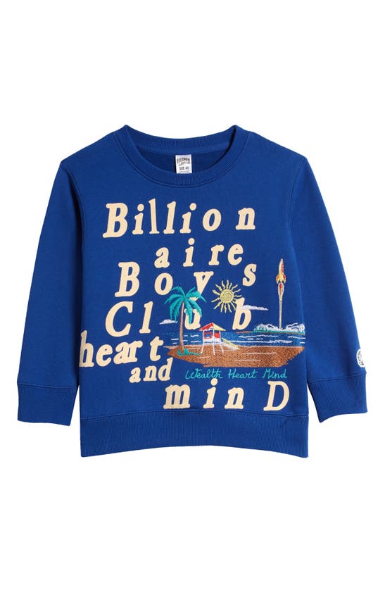 Shop Billionaire Boys Club Kids' Embroidered Graphic Sweatshirt In Monaco Blue