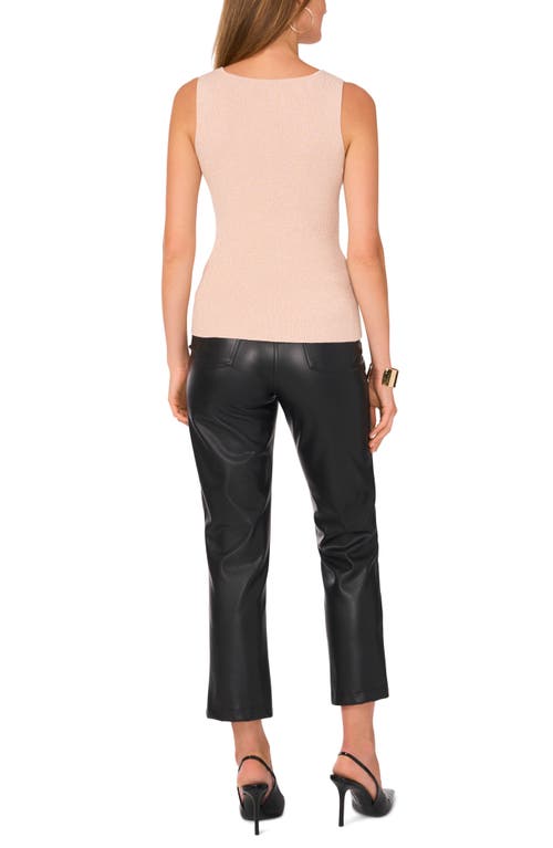 Shop Vince Camuto Metallic Rib Sleeveless Sweater In Sepia Rose Gold