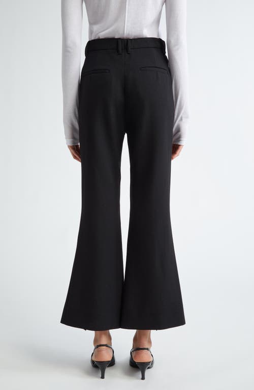 Bite Studios Credo Crop Ruffle Split Hem Wool Trousers In Black