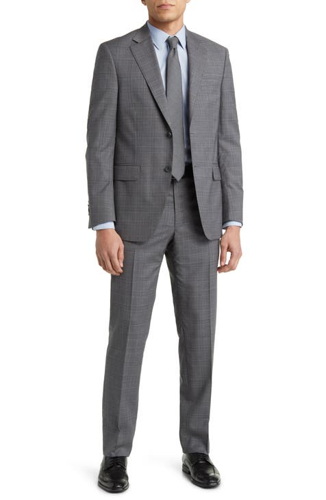 Tailored Fit Plaid Wool Suit (Regular & Big)