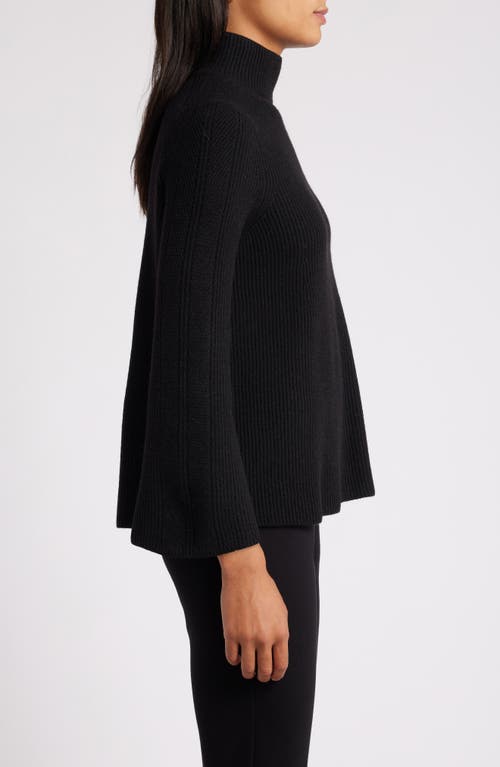 Shop Anne Klein Mock Neck Rib Sweater In Anne Black