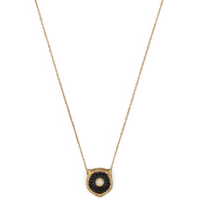 Gucci Feline Head Diamond & Onyx Pendant Necklace