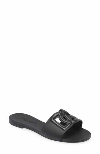 Women's slide sandal with Interlocking G in off-white rubber