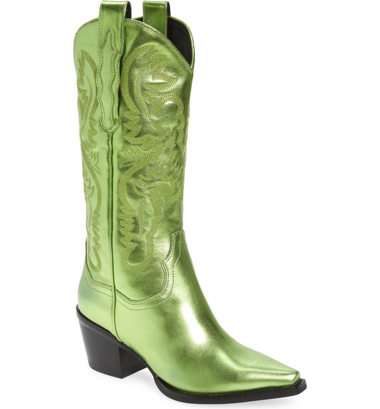 Jeffrey Campbell Dagget Western Boot: Green Metallic Leather