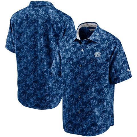 Men's Tommy Bahama College Navy Seattle Seahawks Sport Jungle Shade Camp Button-Down Shirt