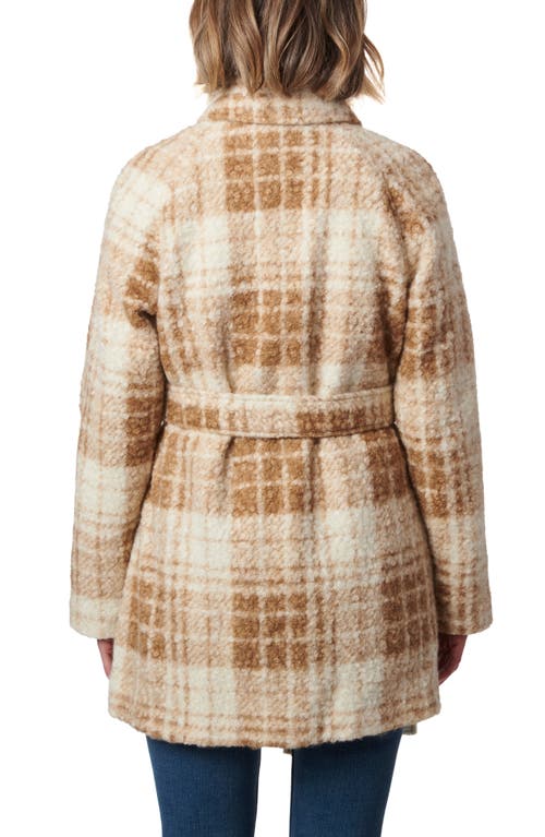 Shop Bernardo Plaid Faux Shearling Jacket In Camel