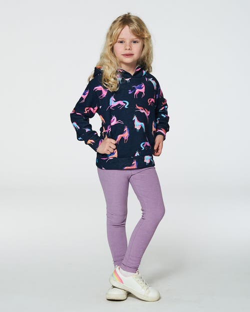 Deux Par Deux Little Girl's Super Soft Rib Leggings Blue Lilac In Mellow Mauve